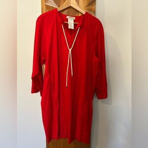 ‘S MaxMara Red Crisp Cotton Shift Dress With Pockets